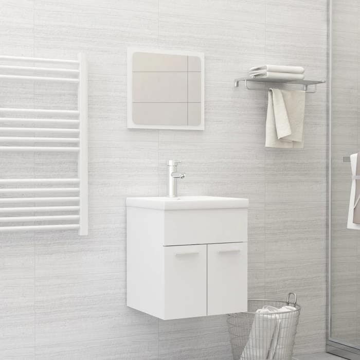 Blanc Ensemble de meubles de salle de bain SARAZYJ ARMOIRE WC MODERNE Blanc Aggloméré E1995
