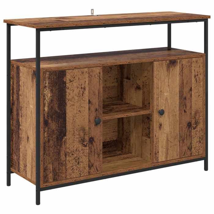 Saison Soldes Buffet Bois ancien - SARAZYJ - Meuble bas - avec stockage - 100x35x80 cm Bois dingénierie MM5479