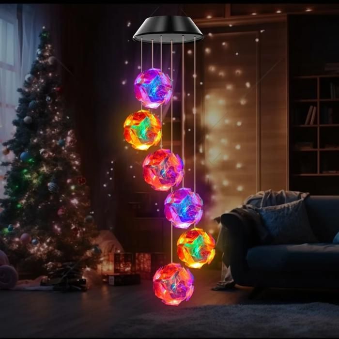 Solaire alimenté couleur changeante rose boule brodée fleur vent carillon lumière étanche extérieure veilleuse suspendue lampe-RVB