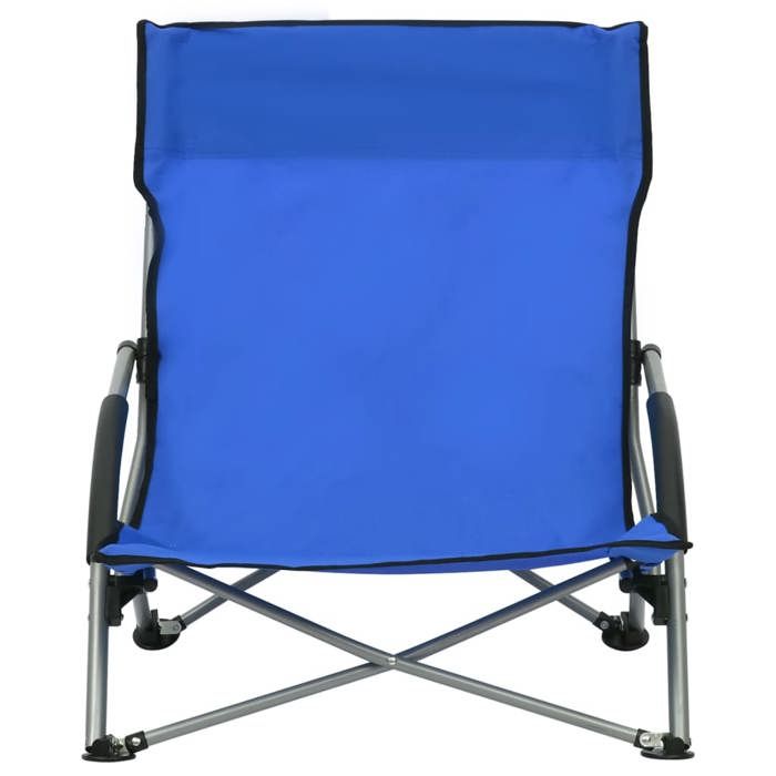 Bleu Siège de jardin - Chaises de plage pliables - (2 pcs) - Bleu Tissu C867