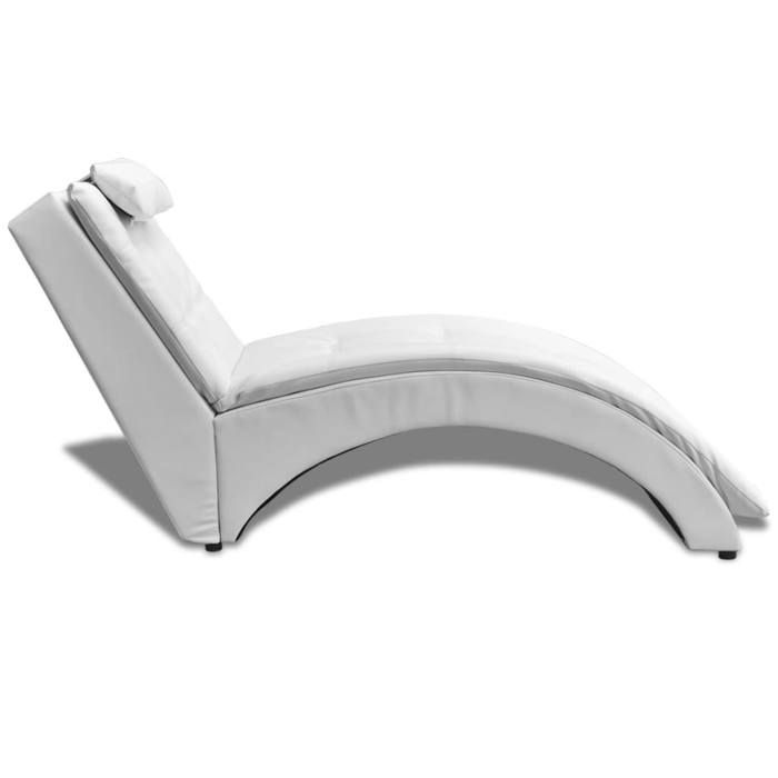 Chaise de canapé - Blanc - Chaise longue（1 PC) - Ergonomique∬érieur - avec oreiller Blanc Similicuir C324309