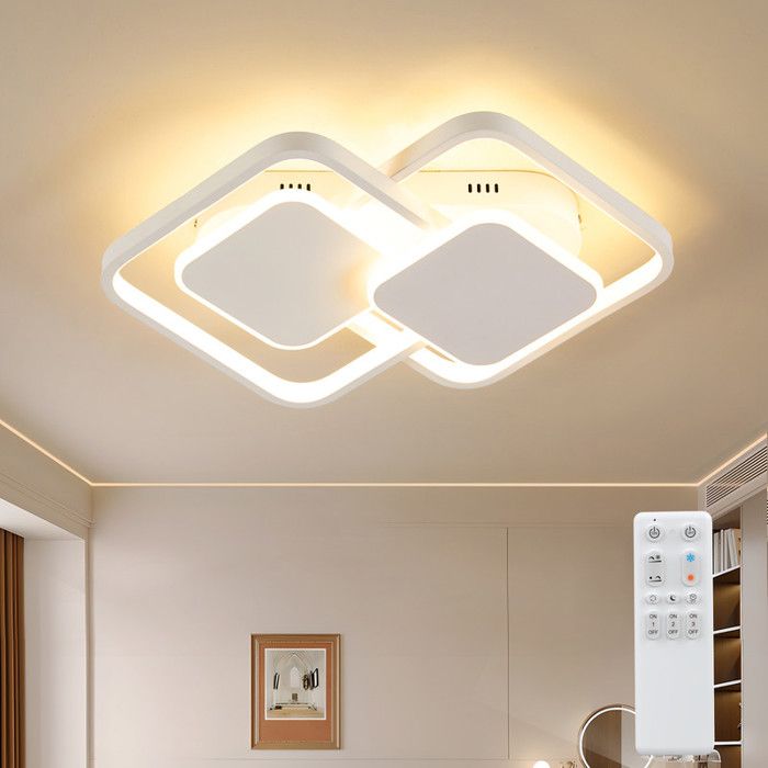 Plafonnier LED Salon 32W  3000-6500K+Télécommande Fonction Mémoire MétalMémoire Métal Pour Salle à Manger/Chambre Enfant