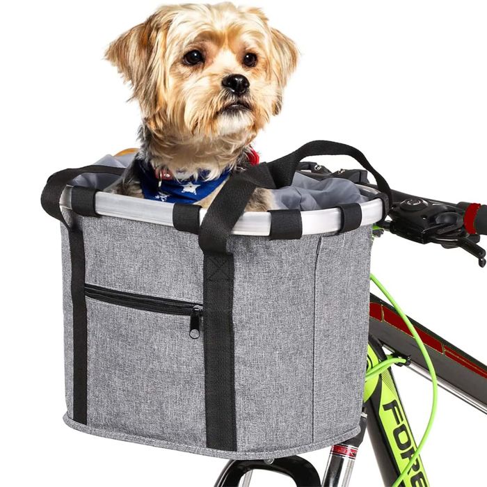 Panier Vélo Avant Amovible Sacoche de Guidon Vélo Avant pour Vélo VTT Pique-Nique Shopping Panier Vélo pour Chien