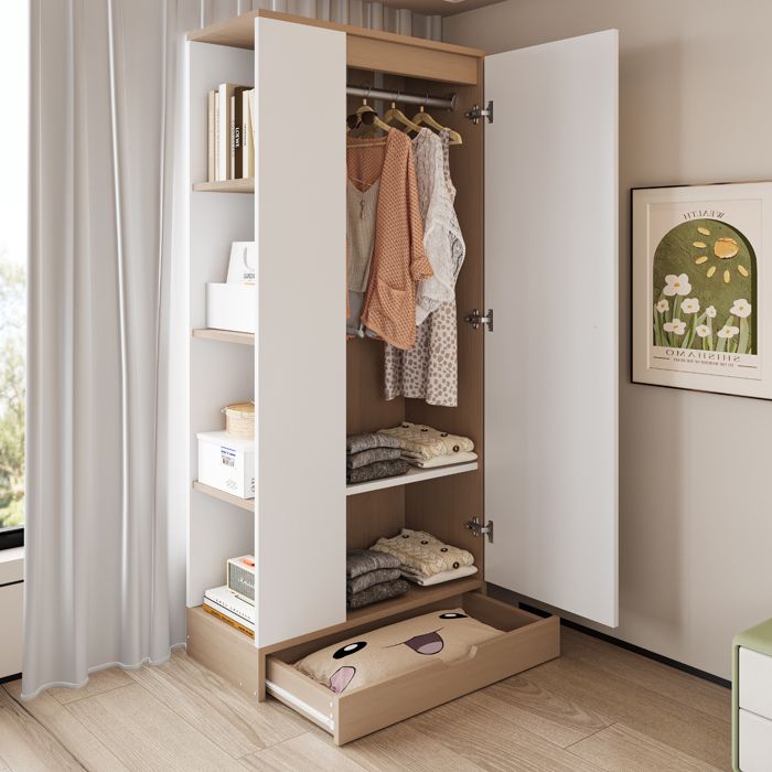 Armoire de rangement - Dimensions 70x40x170 cm - Modèle à une porte - Étagères ajustables - Tiroirs intégrés