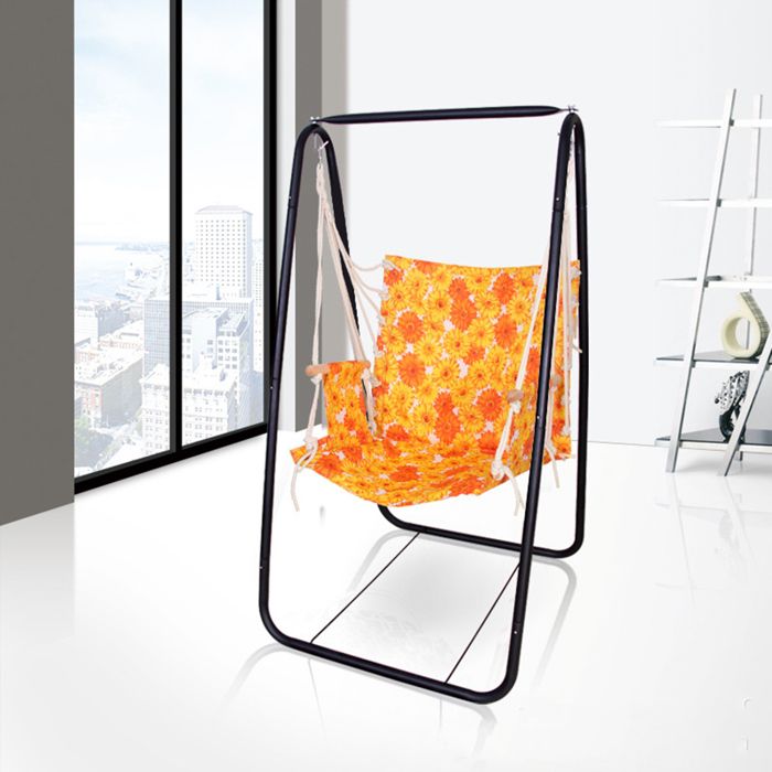 Support pour chaise hamac 85×80×144cm structure en A acier revêtu antidérapant charge 100kg adapté hamac et chaise suspendue