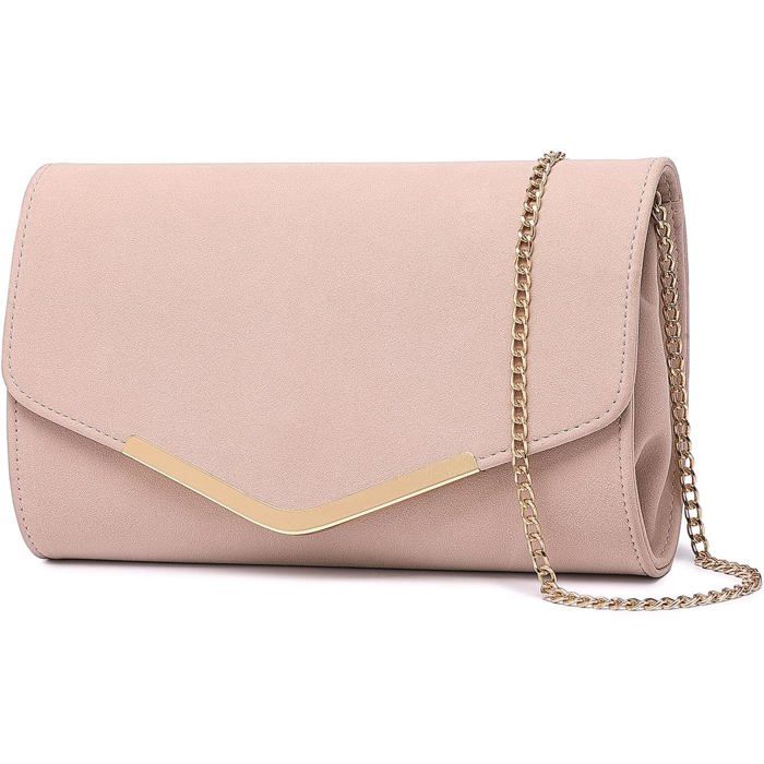 Pochette Femme En Daim Avec Chaîne-Mini Sac À Main De Soirée Clutch Pratique Pour Mariage Et Saint-Valentin Idéal Pour Fêtes Et Cé