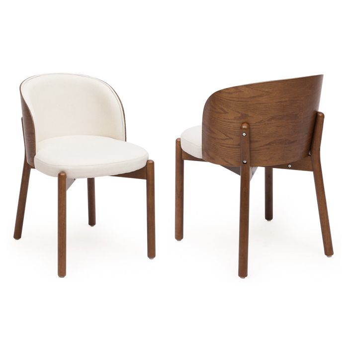 Lot de 6 chaises de salle à manger en bois tissu lin dossier en placage frêne couleur noyer JOINERY