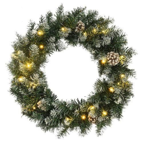 Couronne De Nou00ebl Avec Lumiu00e8res LED Et Ornement De Baies, Guirlande De Noel Pour Escalier Couronne De Porte De Decoration De Noel 60 X 30 Cm 89669869