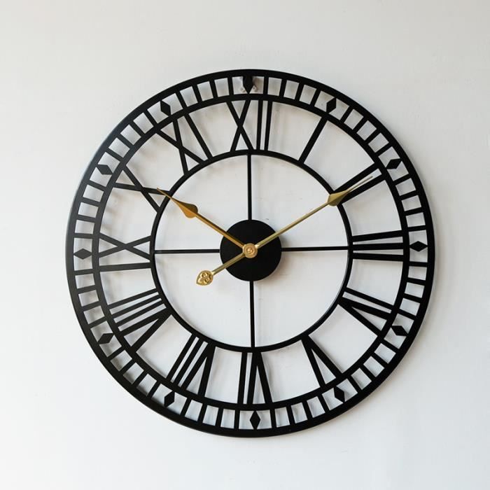 Grande Horloge Murale Noire – Design Moderne – Longues Aiguilles – Piles