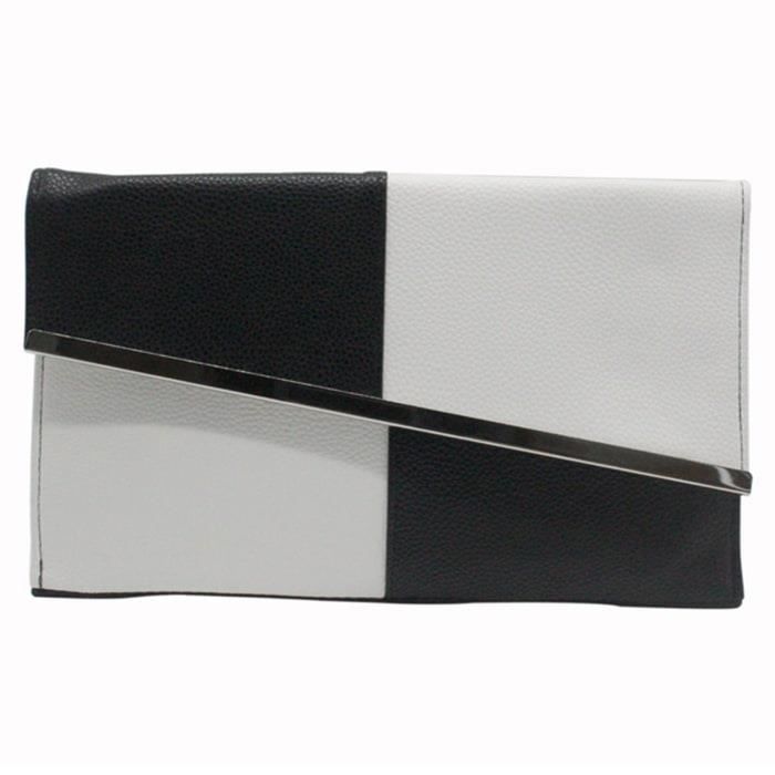 Pochette Sac de Soiree Mariage a Main Graine Bi ton Noir Blanc pour Femme Blanc Cdiscount Bagagerie Maroquinerie