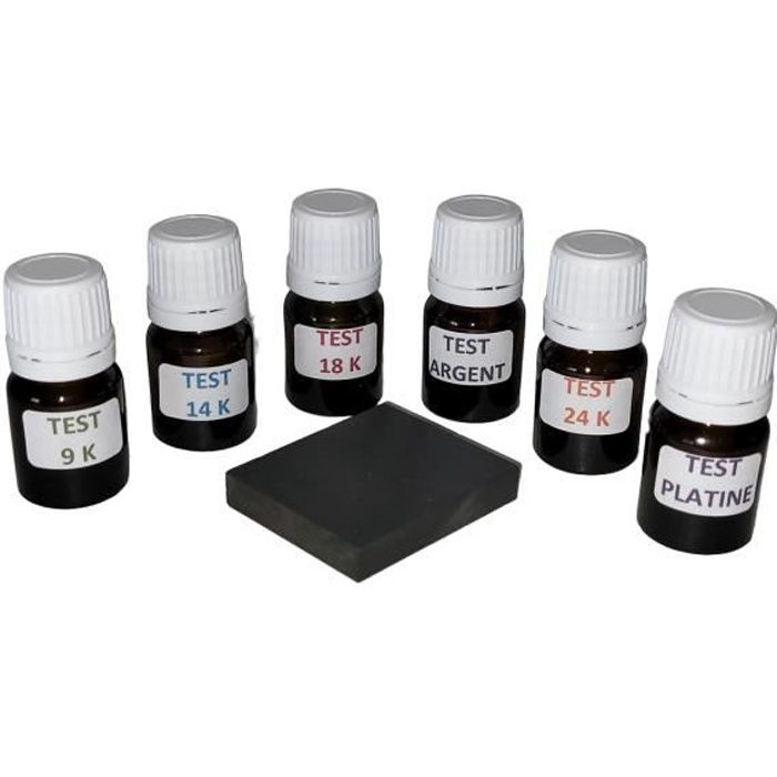 Kit 4 test Réactif Or 14 18 24k carats + Argent + Pierre + Notice