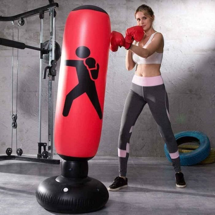 Sac De Frappe Gonflable 190cm Avec Gants Et Pompe - Punching Ball Sur Pied Pour Boxe, Fitness, Cadeau