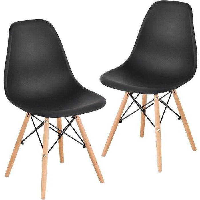lot de 2 chaises style scandinave design moderne noir