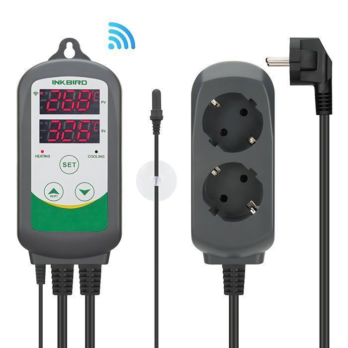 Thermostat Chauffage Refroidissement Régulateur de Température, Thermostat Numérique Aquarium Inkbird ITC-308-WIFI Prise 220V