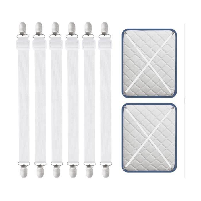 Tendeur Drap Housse - 6 Pièces - Réglable 50-230CM - Attache pour Draps - Matelas - Planche à Repasser