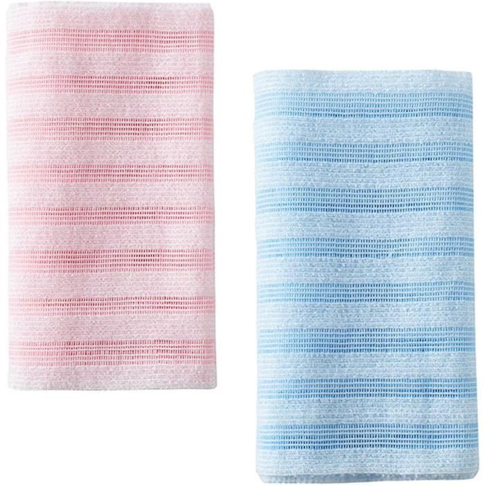 Set De 2 Serviettes Exfoliantes Japonaises - 100x21cm, Polyester + Fibre Carbone - Pour Le Dos, Gommage Et Massage - 6