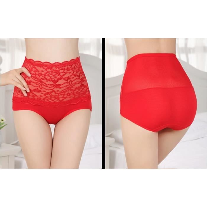Femme Culotte taille haute gaine ventre plat dentelle Rouge Rouge Cdiscount Pret a Porter