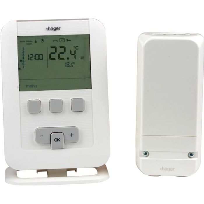Thermostat ambiance programmable - HAGER radio … - Cdiscount Bricolage