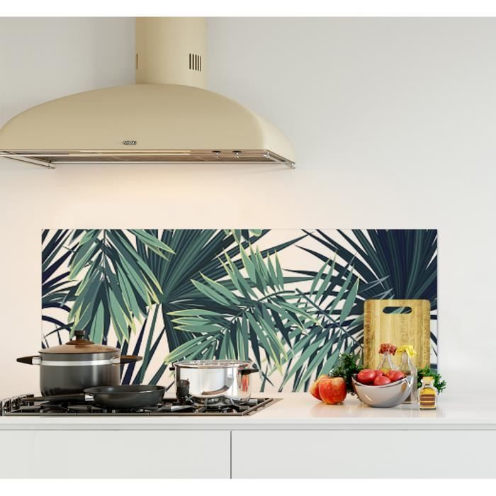Credence De Cuisine Adhesive En Panneau Composite Aluminium Motif Feuilles Jungle L 120 X H 50 Cm Cdiscount Bricolage