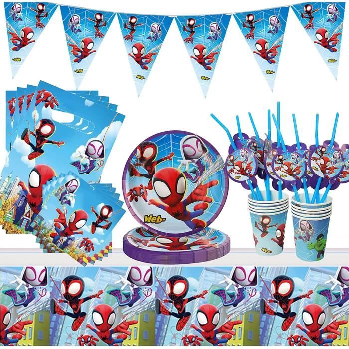 62 Pièces Vaisselle de Fête avec Spiderman Enfant Anniversaire Vaisselle  Anniversaire Ensemble Vaisselle de Fête Serviettes de - Cdiscount Maison