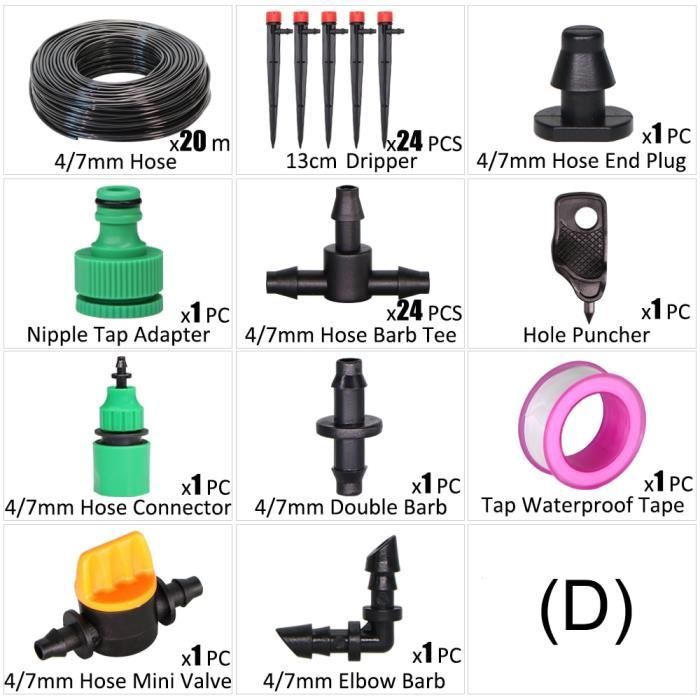 Kit D'irrigation Goutte à Goutte - 20 Pièces, Débit Réglable 0-200 L/h, Micro-buses, Pour Plantes En Pot Et Jardin