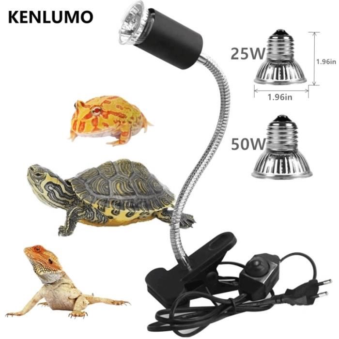 Comparer les prix de KENLUMO Lampe Tortue - 25W 50W UVA UVB Tortue Terrestre Chauffante Reptiles et Amphibiens pour Aquarium, 360 degrés de rotation