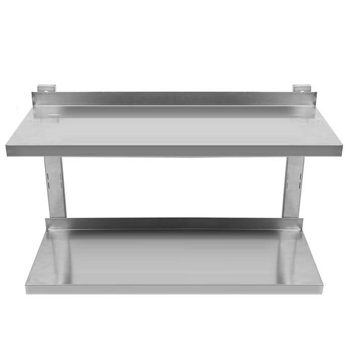 Étagère murale LAIZERE - Cuisine - 80 x 30 cm - Gris - Métal - Inox