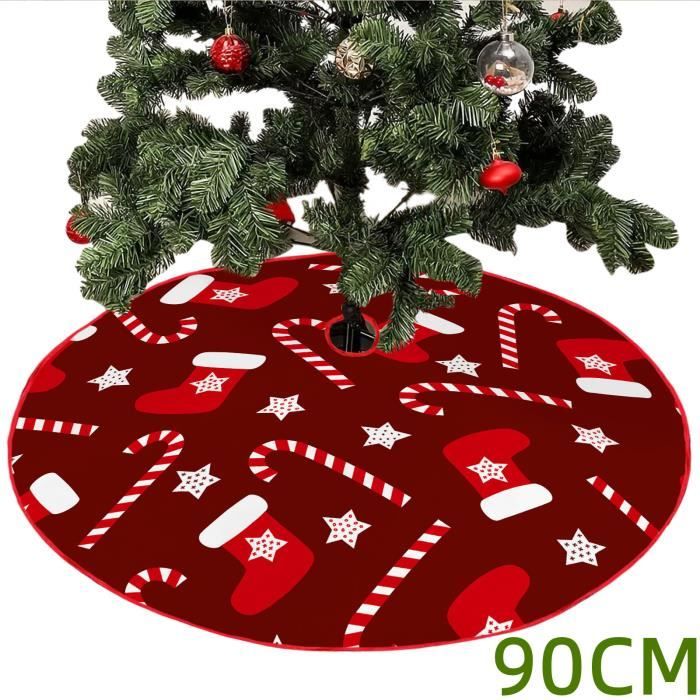 Tapis Noel 120cm Jupe Sapin De Noël, Couvre Pied Sapin Noel, Arbre De Noel Decoration Joyeux Noel Jupe Darbre Tapis Pour Sapin Pour Noel Rouge 78389225 Cache Tronc Sapin
