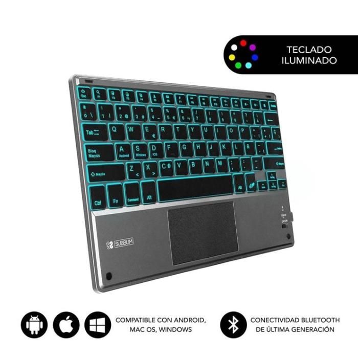 Clavier Bluetooth SUBBLIM TECLADO SMART BACKLIT TOUCHPAD – QWERTY Espagnole, Rétroéclairé - vue 4