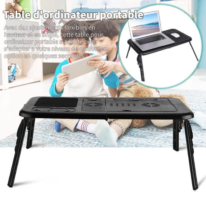 Table d'ordinateur portable pliable plateau de lit avec ventilateurs de  refroidissement USB #53
