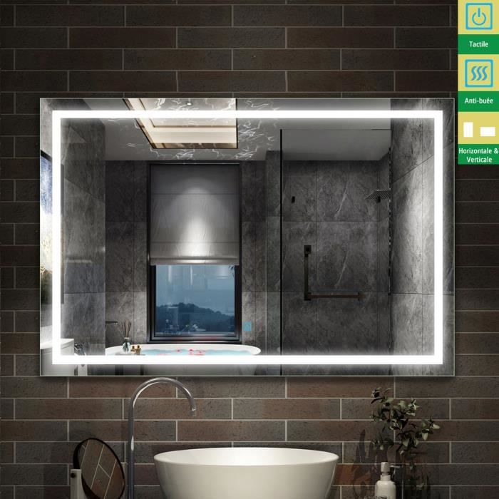 Miroir Salle De Bain Avec Eclairage Et Etagere Cdiscount