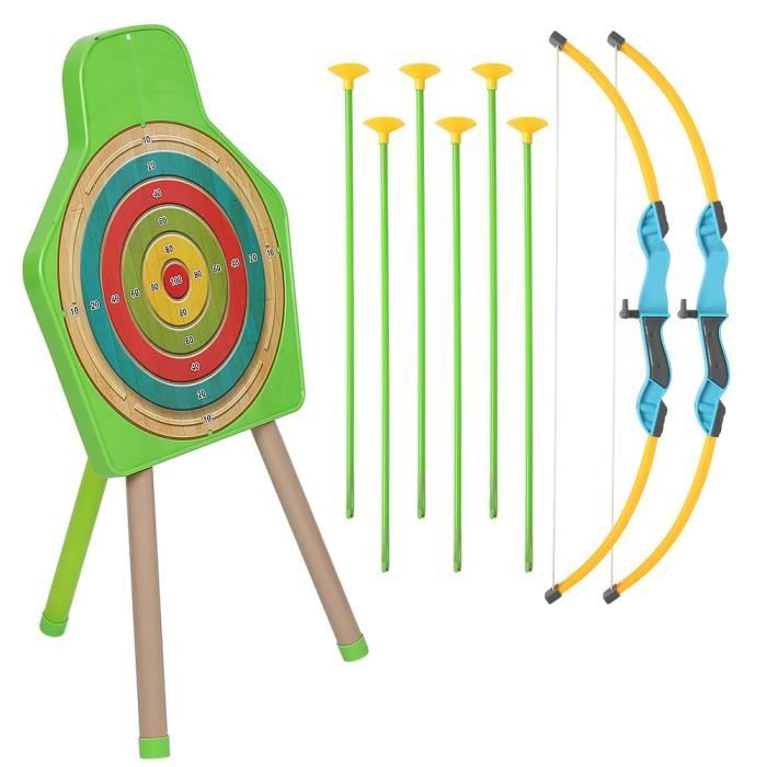 Ensemble de tir à l'arc pour enfants - Arc en plastique avec 6 flèches  souples - Sécurité garantie - Vert