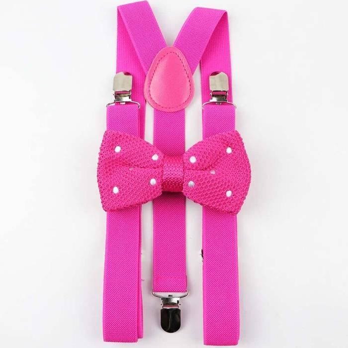 BRETELLE PAPILLON UOMO DONNA ADULTO REGOLABILI CRAVATTINO ROSSO - Foto 2