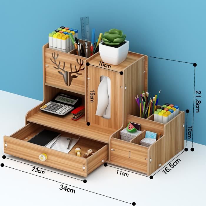 Organisateur tiroir,Organisateur de bureau en bois multifonctionnel, boîte  porte-stylo à monter soi-même, étagère de - B17[C993486]