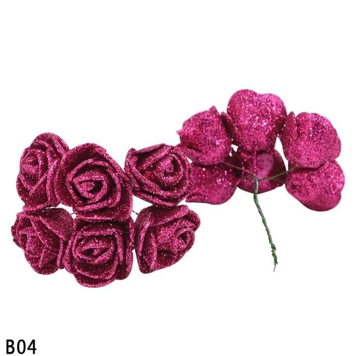 Décoration florale,Fleurs artificielles de haute qualité,36-72  pièces,3.5cm,paillettes or argent rouge - Type B04 rose red - 72pcs -  Cdiscount Maison