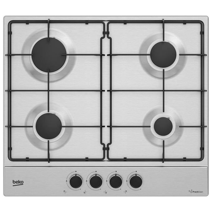 Beko HIAG64223S Table de cuisson 4 brûleurs à gaz H×560×490 Inox