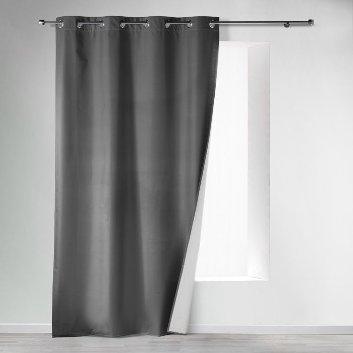 Rideau à Oeillets Thermique Douceur D'Intérieur - Noir, 140x260 Cm, Polyester, Isolation Et Occultation