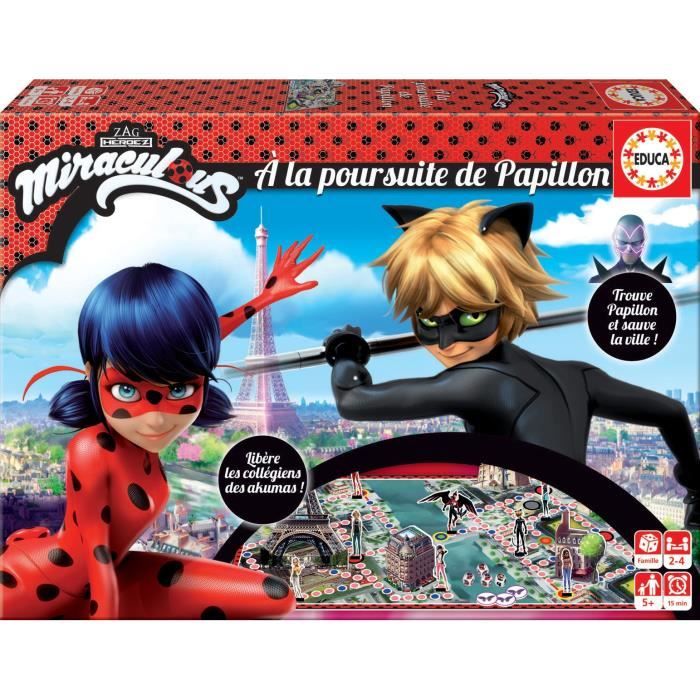 miraculous jeu de société ladybug : a la poursuite de papillon