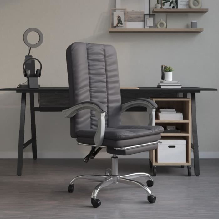 famirosa fauteuil inclinable de bureau gris similicuir-719