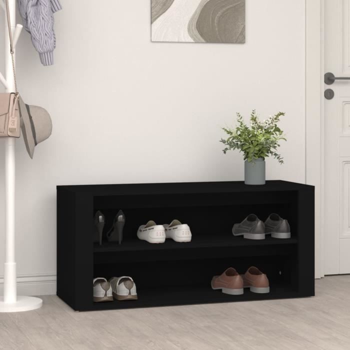 famirosa étagère à chaussures noir 100x35x45 cm bois d'ingénierie-905