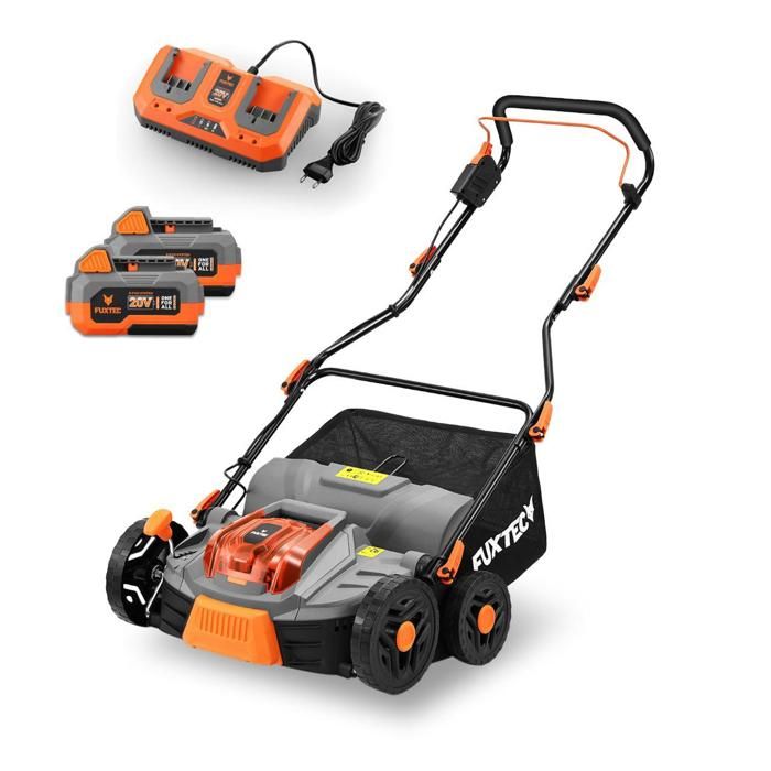 Fuxtec Scarificateur Aérateur À Batterie 40v Set Fx-e2ve38set Avec