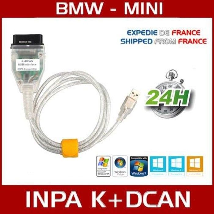 Mister Diagnostic® Cable Interface de diagnostique pour BMW MINI - INPA K+DCAN OBD2 EDIABAS NCS