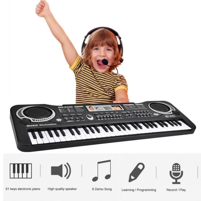 LIA Jouet d'instruments de clavier Piano Électrique 61 Touches pour Enfant  EU Plug 100‑240V-10