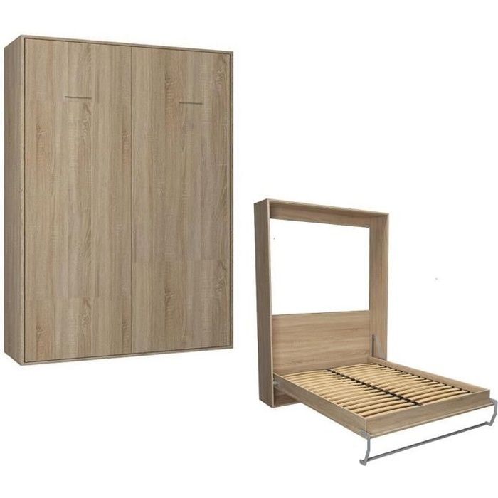 armoire lit escamotable smart-v2 chêne couchage 160*200 cm. natural bois inside75