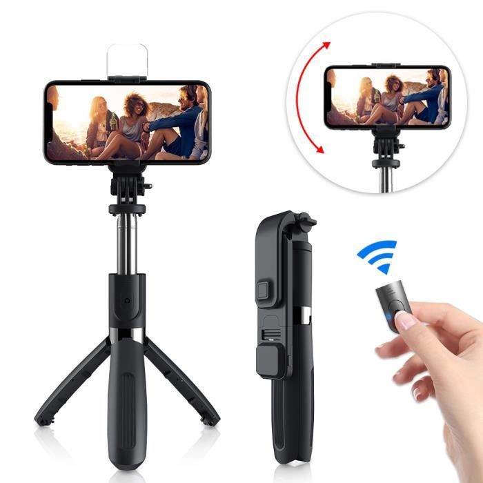 Perche de Selfie BIVGOCLS - Trépied 1m - Télécommande Bluetooth - Noir