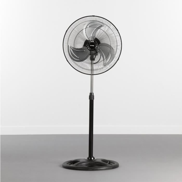 Ventilateur sur pied industriel 18" 75W réglable en hauteur coloris Noir Ø45 cm JUANIO