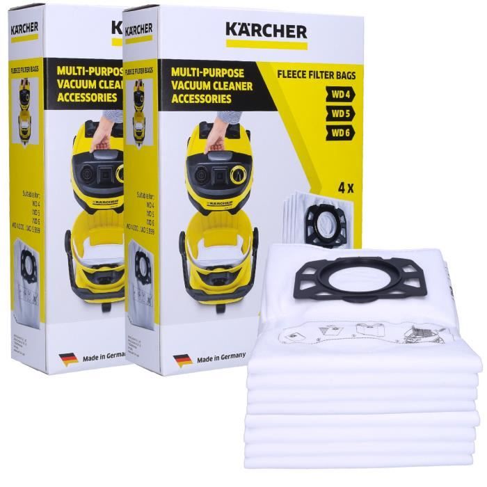 2x Karcher Sacs aspirateur + Filtre pour Kärcher WD5, 8 pièces, synthétique  - Cdiscount Electroménager