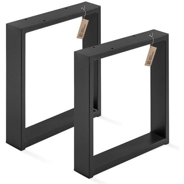 LAMO MANUFAKTUR Set de 2 pieds de table en profil 60x30mm - table basse - industriel - 30x43cm (Lxh) - noir