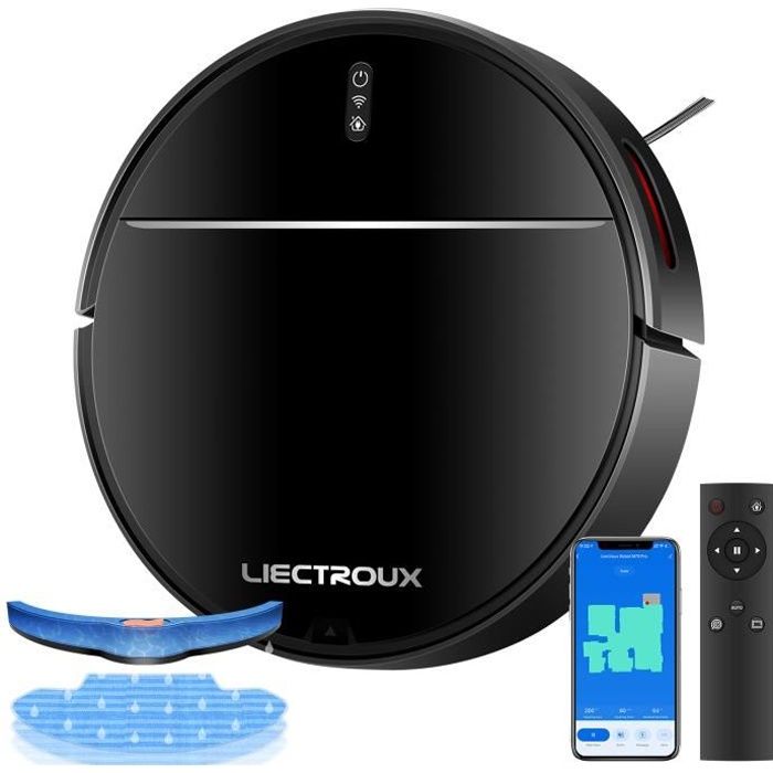 LIECTROUX M7S PRO - Aspirateur robot laveur connecté - 3000 Pa - Navigation cartographique - Autonomie 120 mn - Batterie 4400mAh - Liectroux