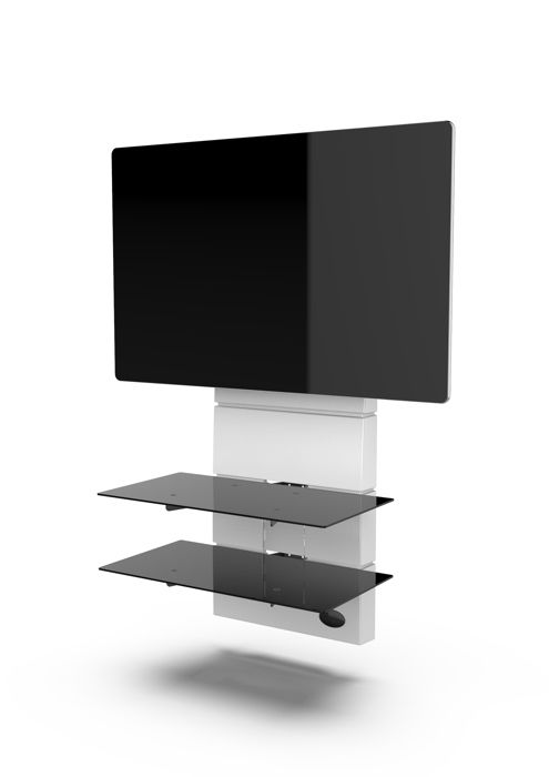 meliconi - meuble tv avec support intégré ghost design 3500 blanc mat - tv de 32" à 70‘’ - vesa 400 - etagères verre trempé